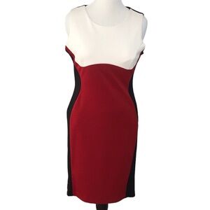 RN Studio Color Block Red, White, Black Sleeveless Dress